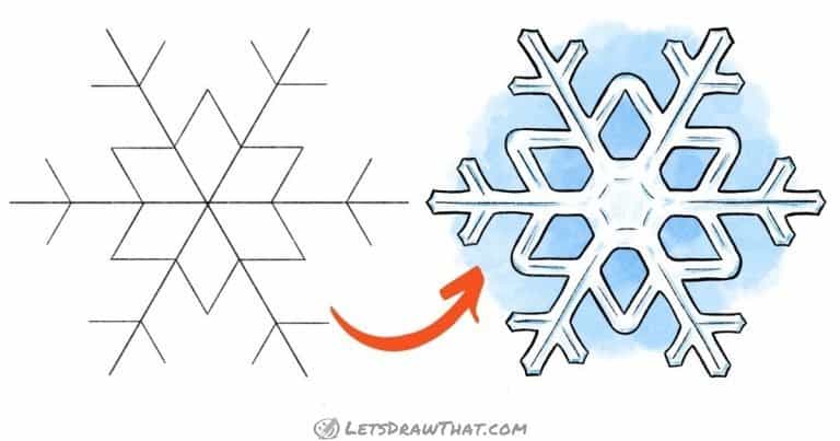How to draw a snowflake - easy yet graceful - step-by-step-drawing tutorial featured image