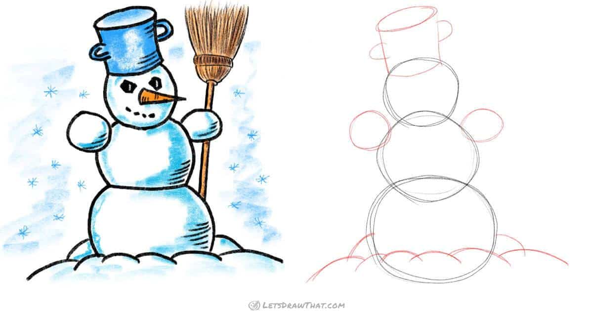 How To Draw A Snowman: An Awesome Snowman Drawing Step-by-Step - step-by-step-drawing tutorial featured image