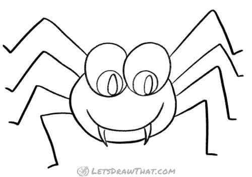 How to draw a simple cute spider​: finished outline drawing