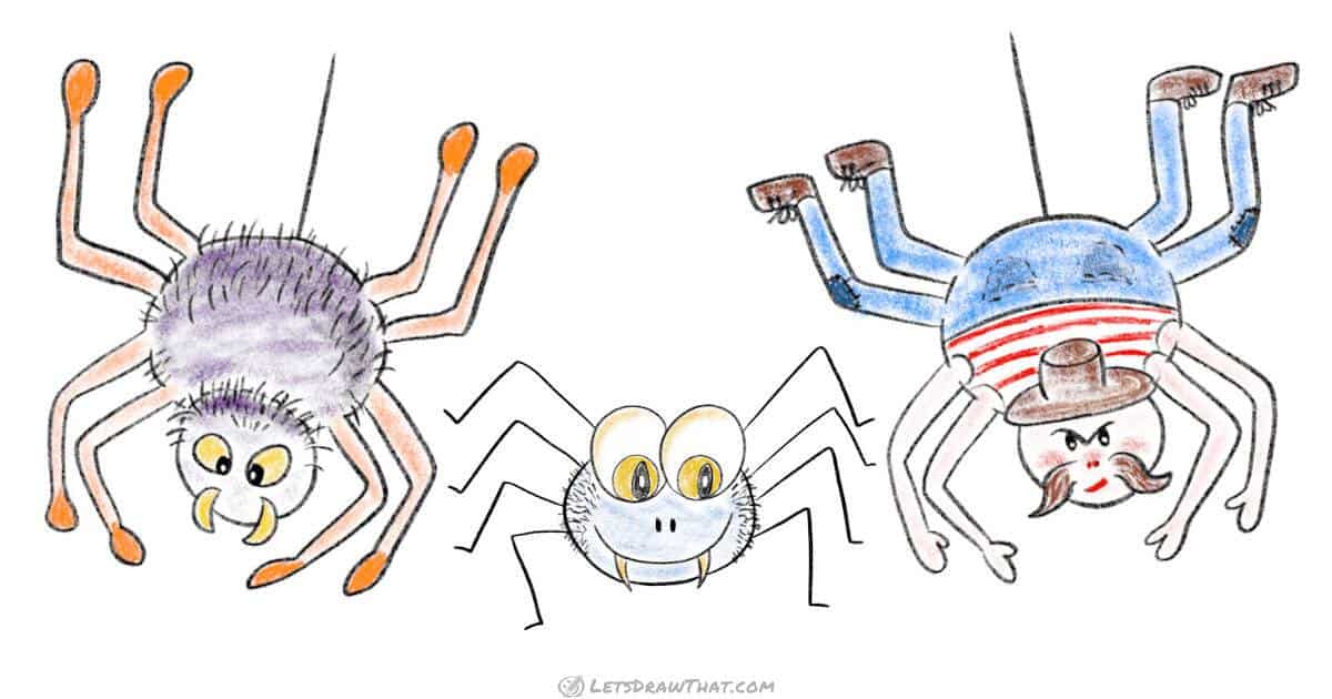 How to draw a spider – simple cartoon style - step-by-step-drawing tutorial featured image
