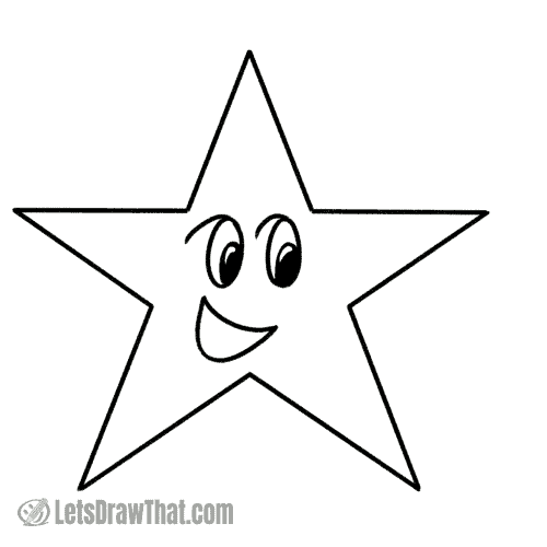 How to draw a star from the letter “A”: completed outline