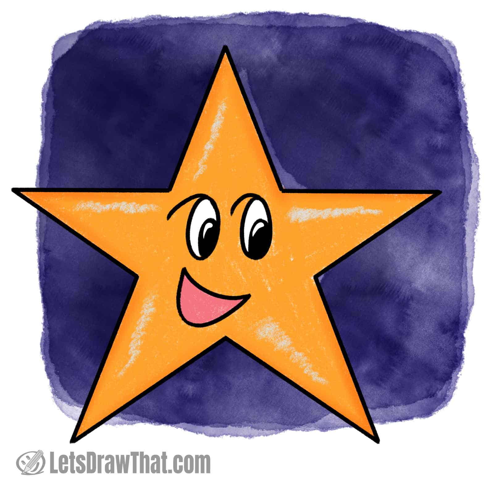 Star drawing coloured-in