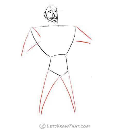 Drawing step: Add arms and legs