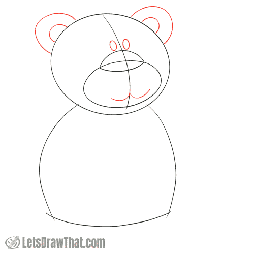 Drawing step: Sketch the teddy bear's face