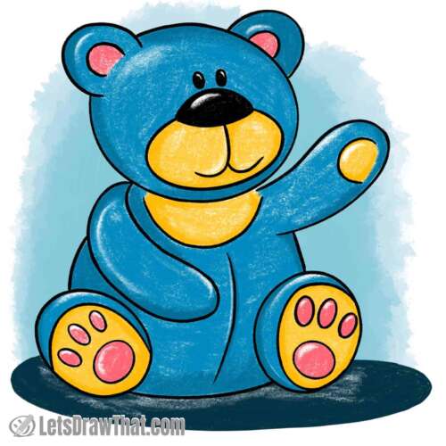 Finished teddy bear drawing colored-in