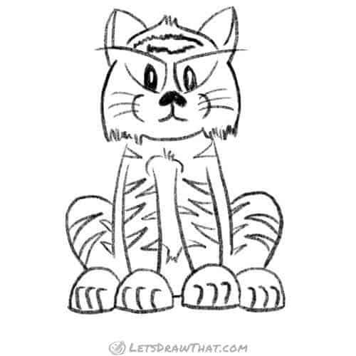 How to draw a tiger: finished outline drawing
