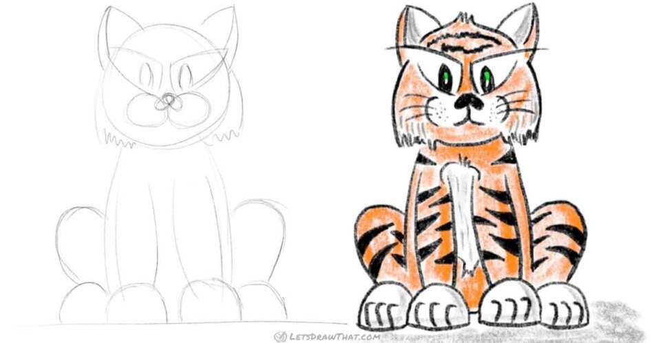 How to draw a tiger – easy cartoon style - step-by-step-drawing tutorial featured image