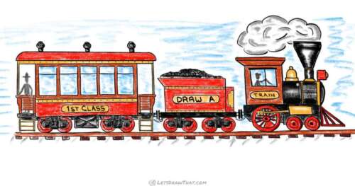 How to Draw a Train: Step by Step From Simple Shapes - step-by-step-drawing tutorial featured image