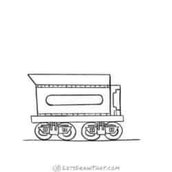 How to draw a train coal car: finished outline drawing