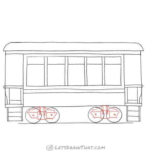 Drawing step: Draw the wheel trucks