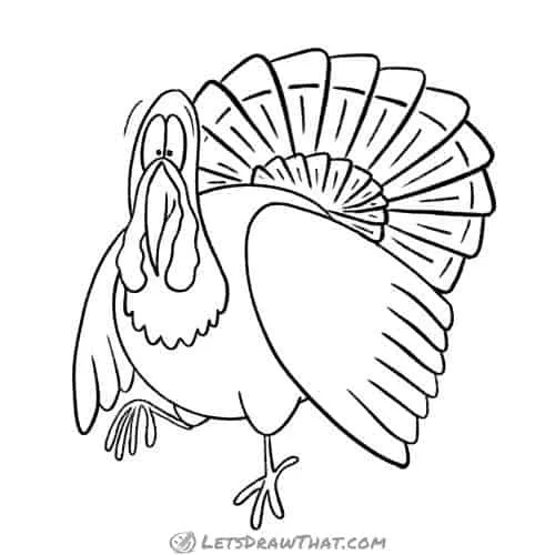 How to draw a turkey: finished outline drawing