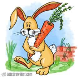 How to draw a bunny: finished drawing coloured-in