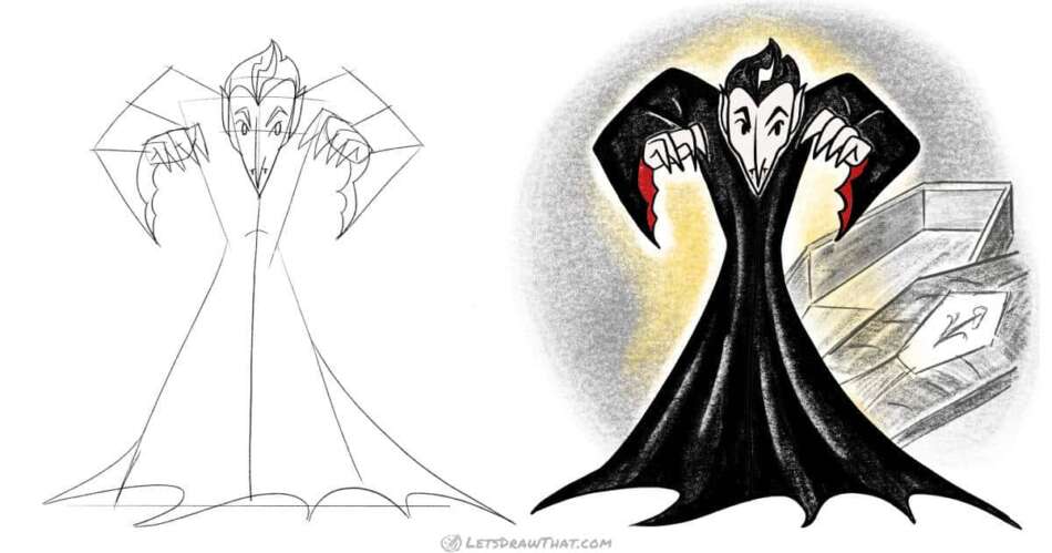 How to draw a vampire - simple, elegant and creepy - step-by-step-drawing tutorial featured image