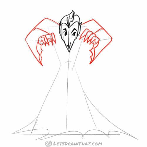 Drawing step: Draw the vampire's arms and hands